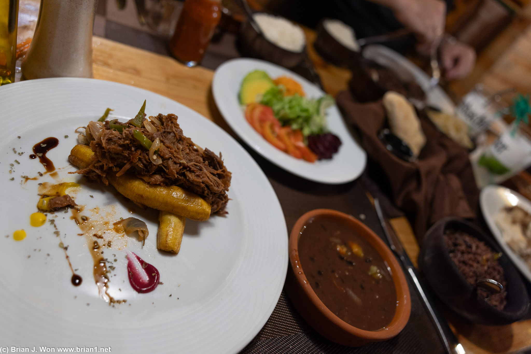 A decent shredded beef and plantains.