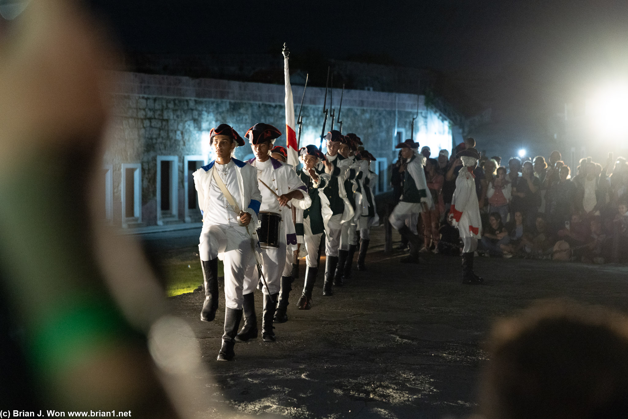 Preparing for the nightly cannon firing.