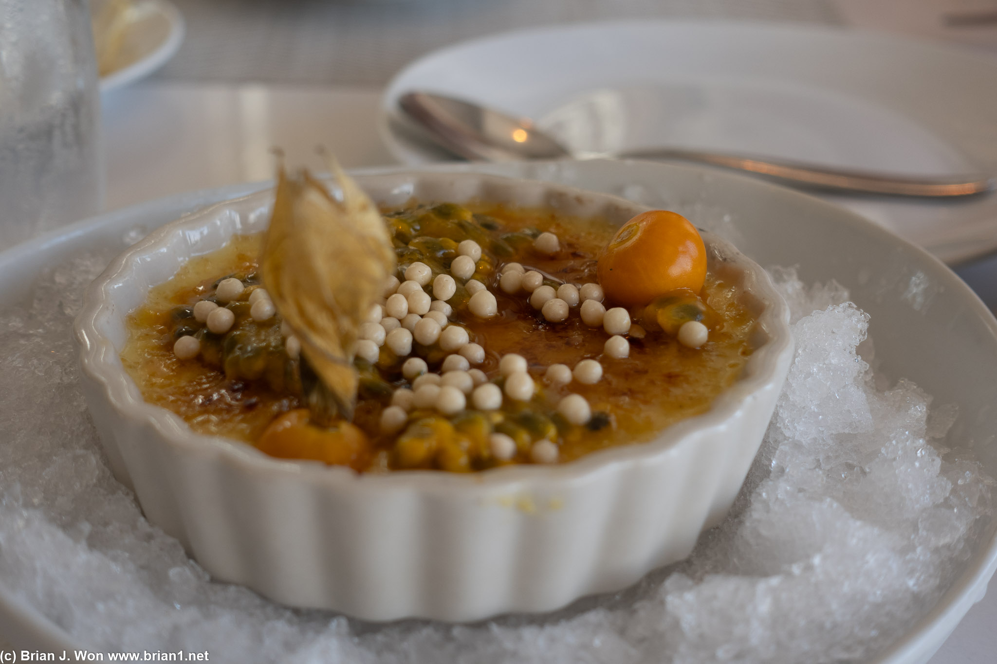 Passionfruit creme brulee.