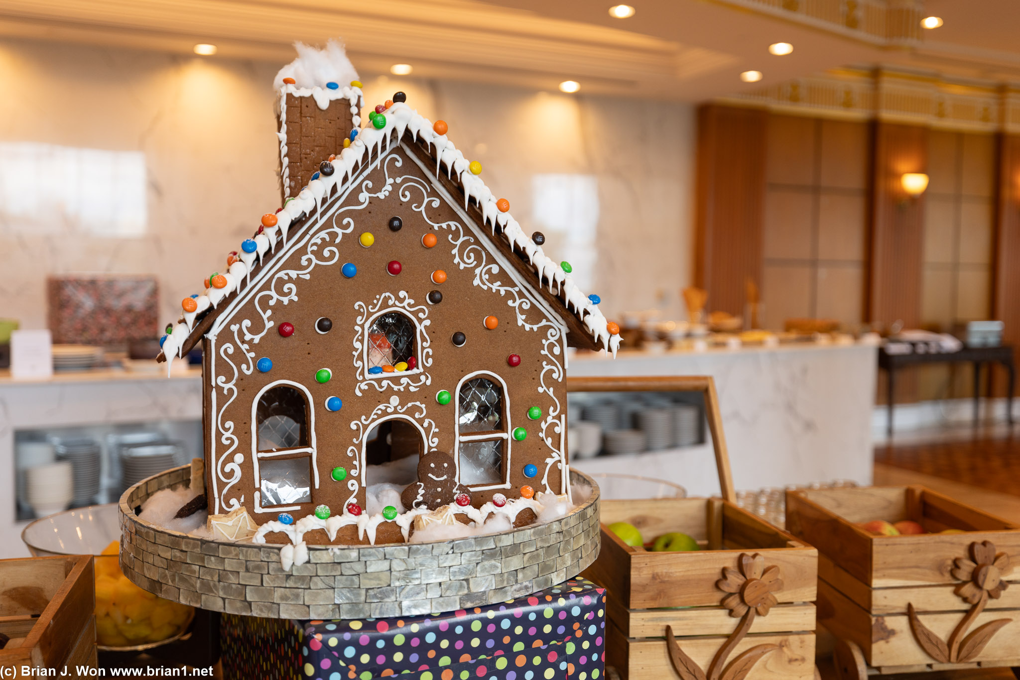 Gingerbread house at the buffet.