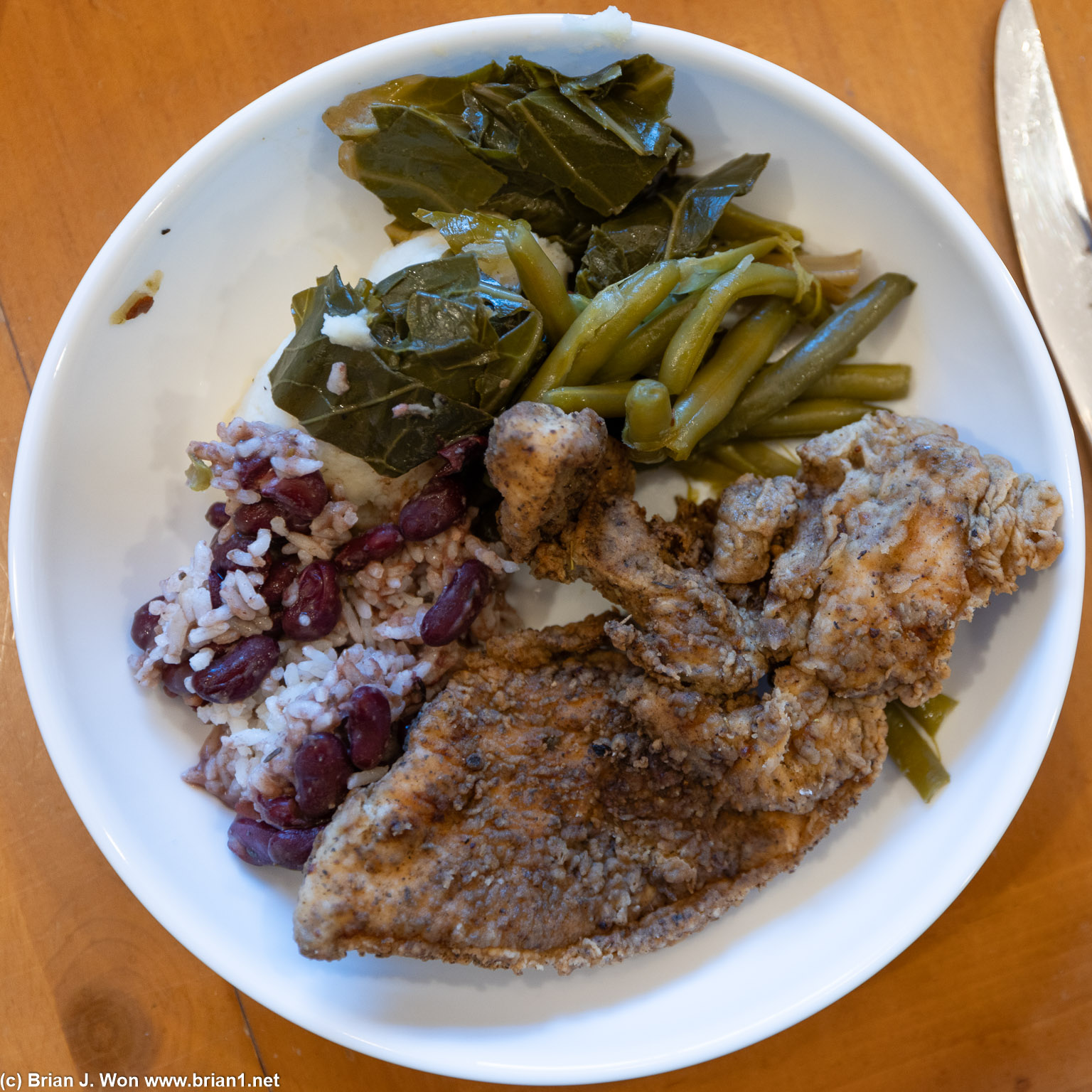 Fried turkey was really good, but like everything else in the meal, too salty.