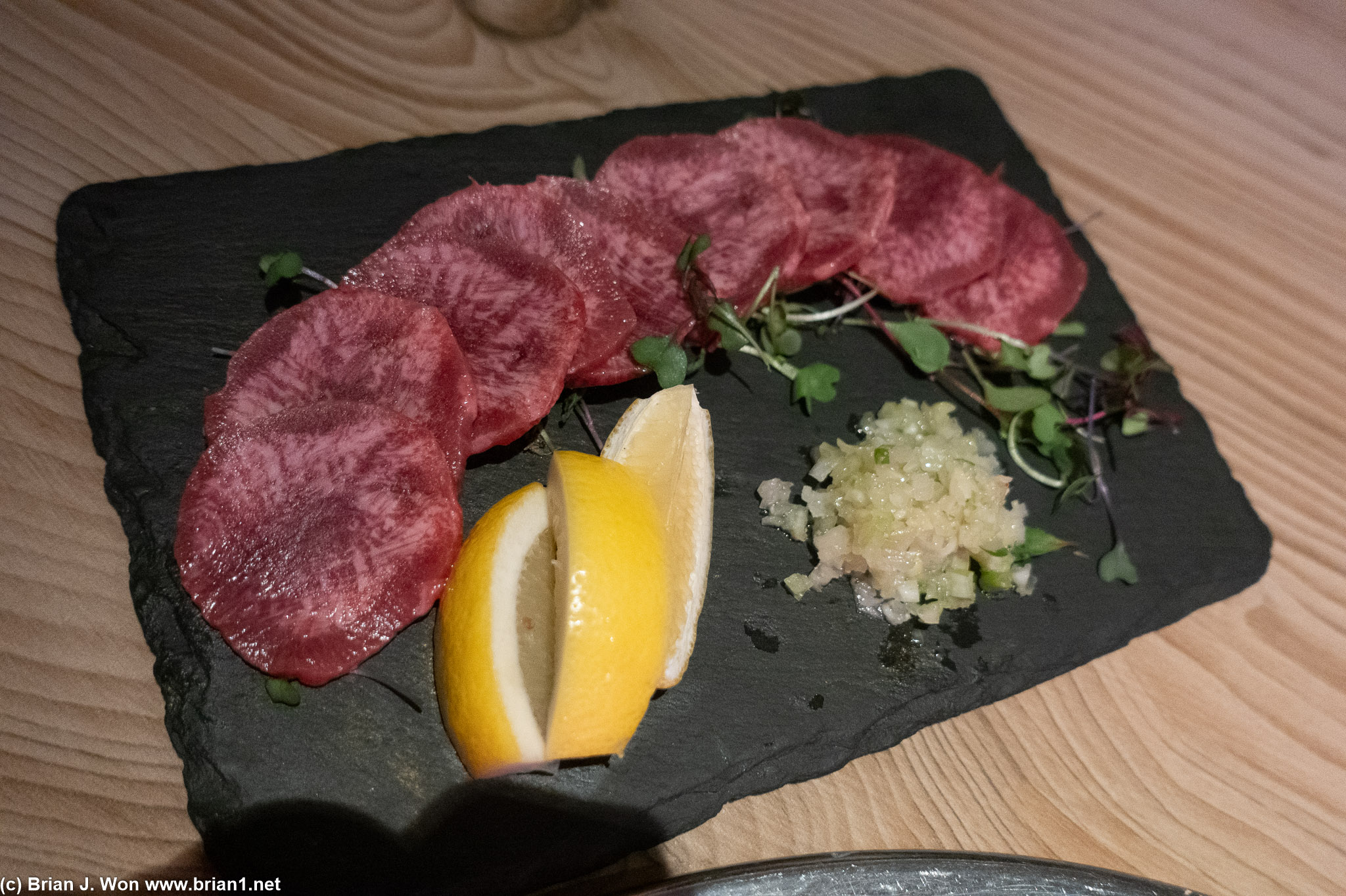 Thin cut American waygu beef tongue was good.