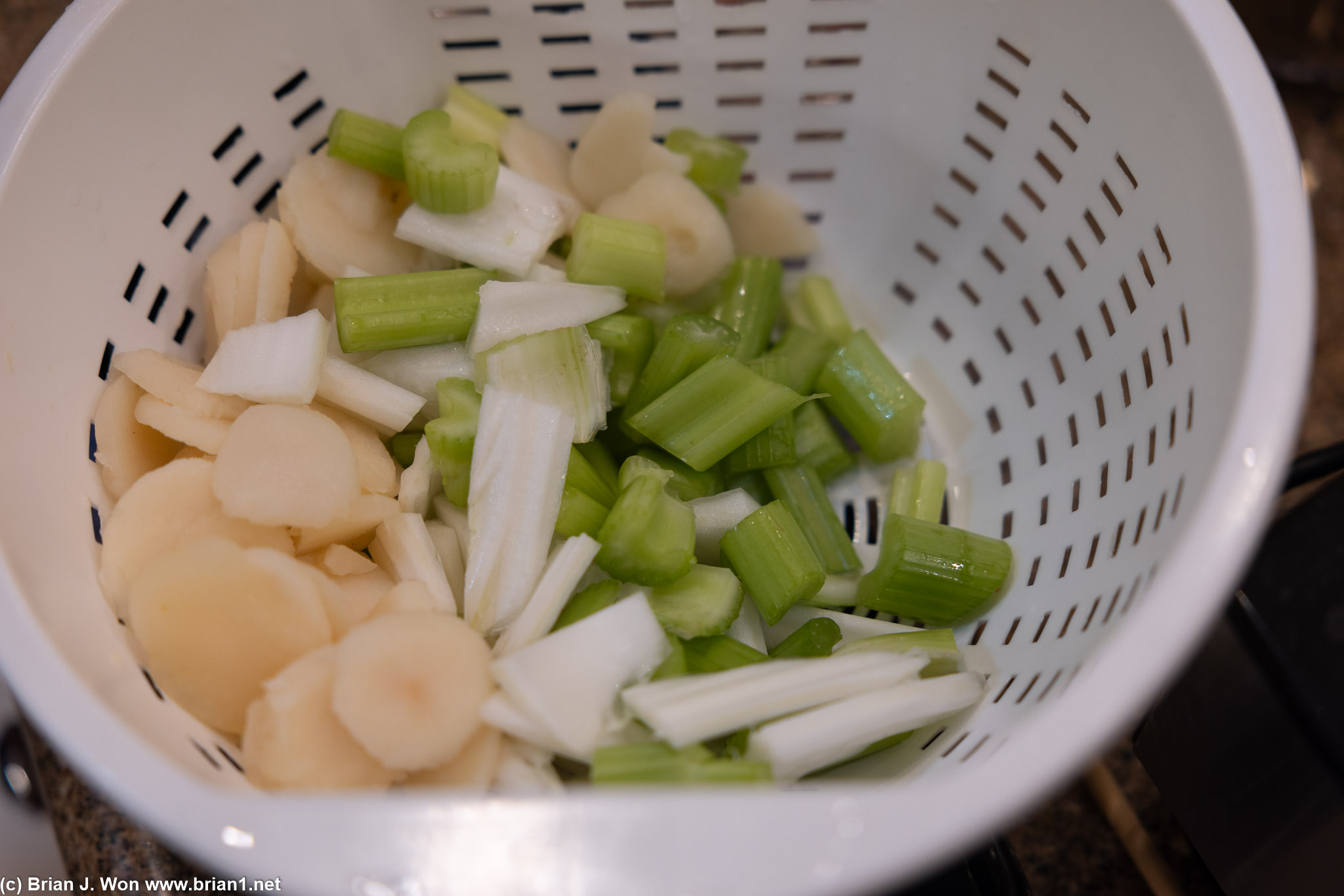 Veggies. Keep the water that comes out.