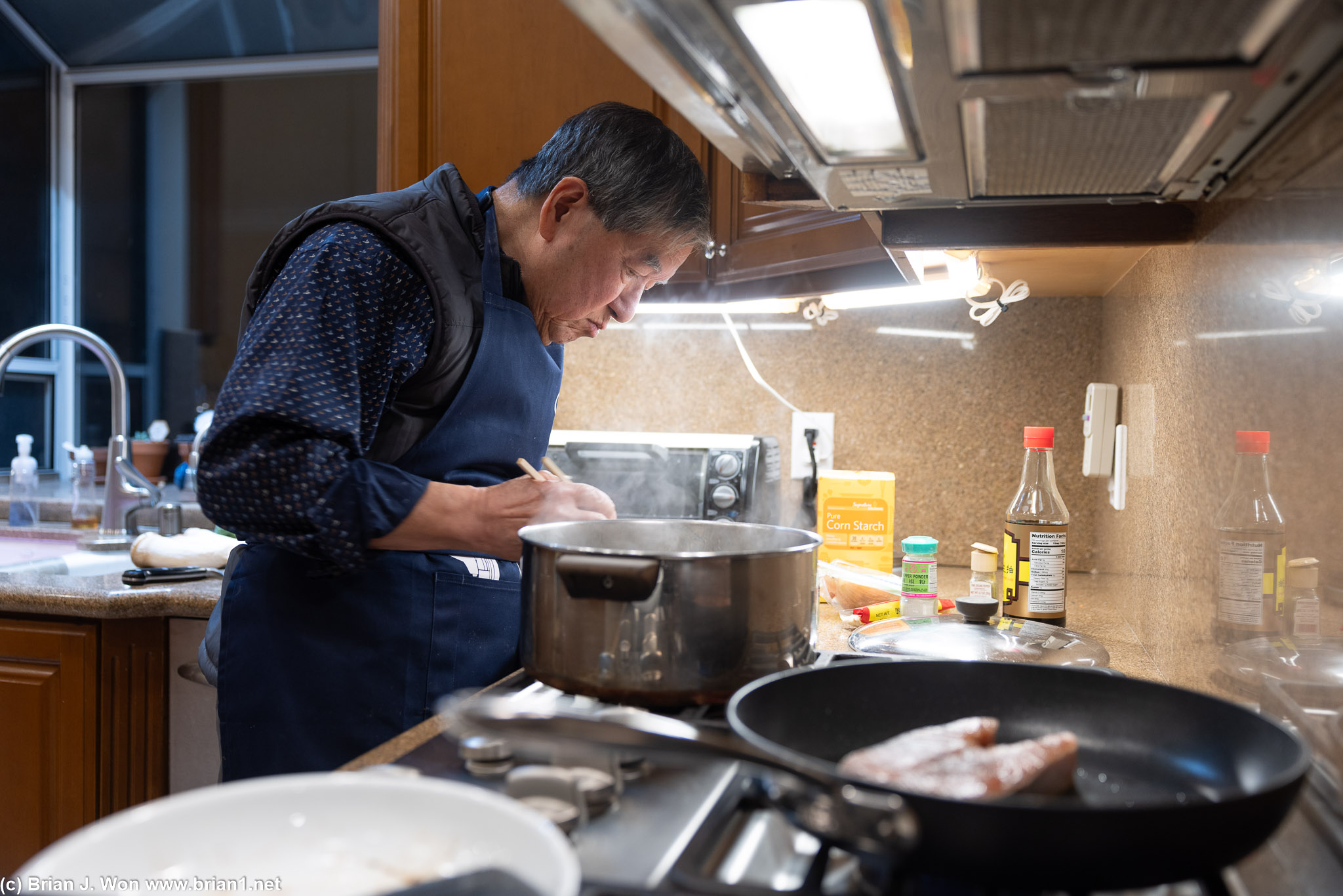 Dad making dinner.