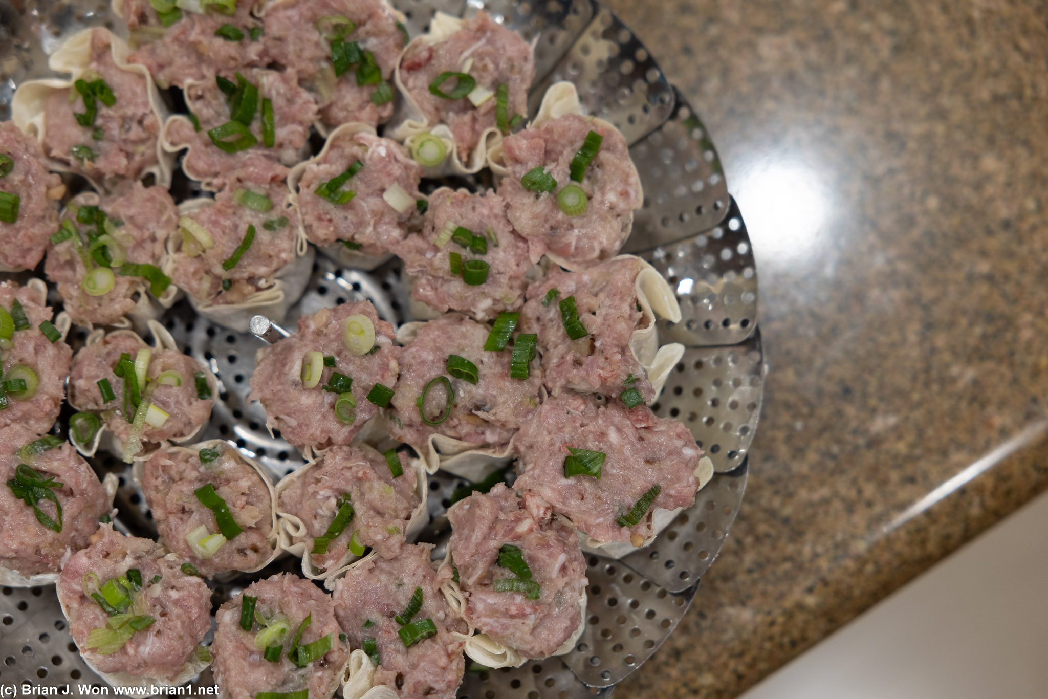 Pork siu mai ready to steam.