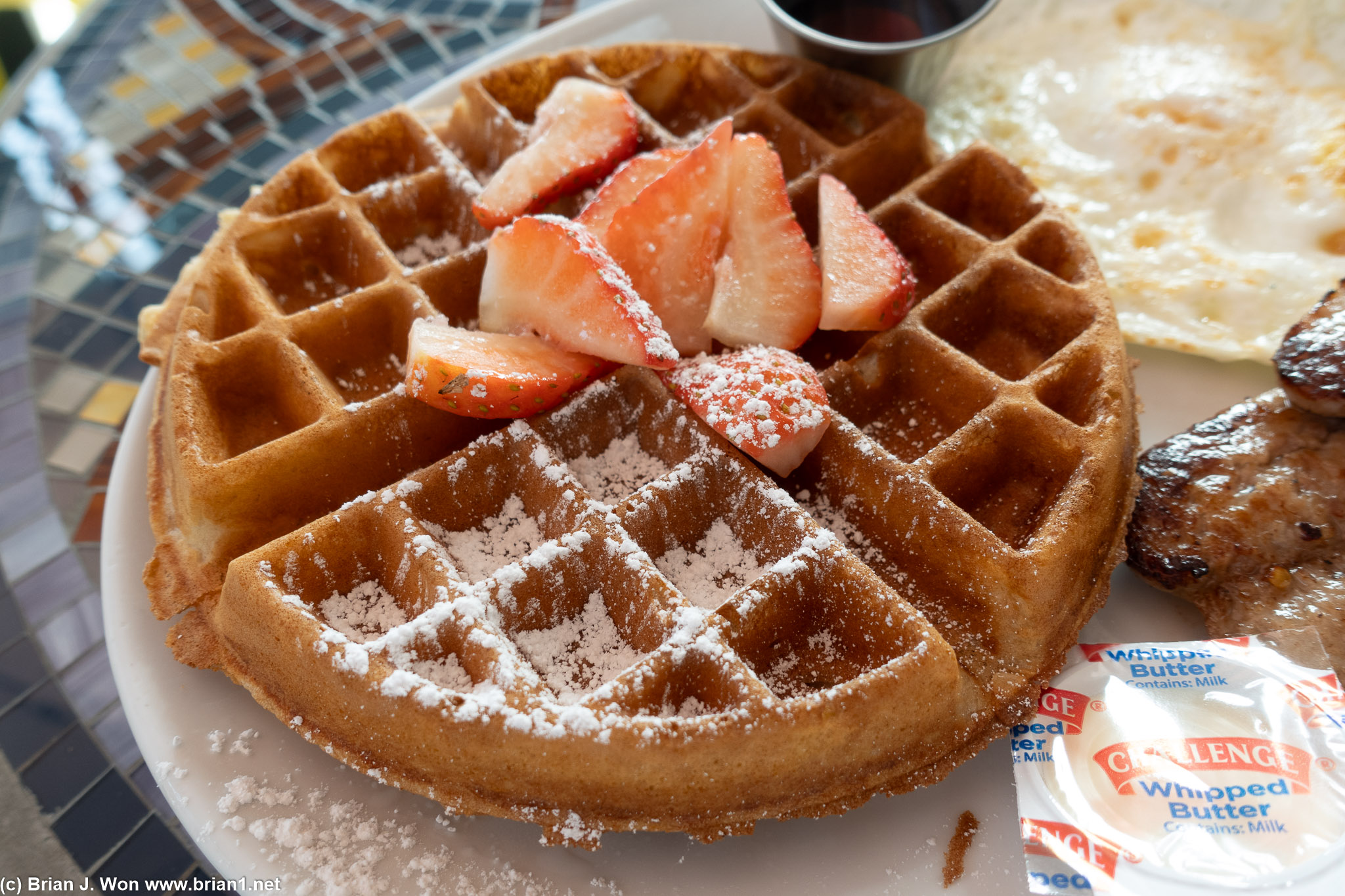 Belgian waffle is light and fluffy.