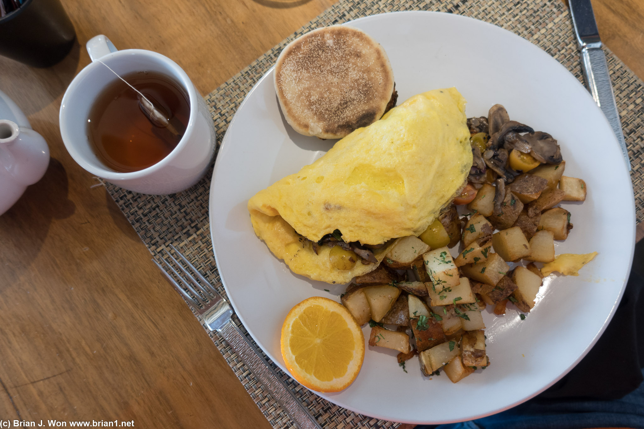 Spinach and mushroom omelet is the way to go.