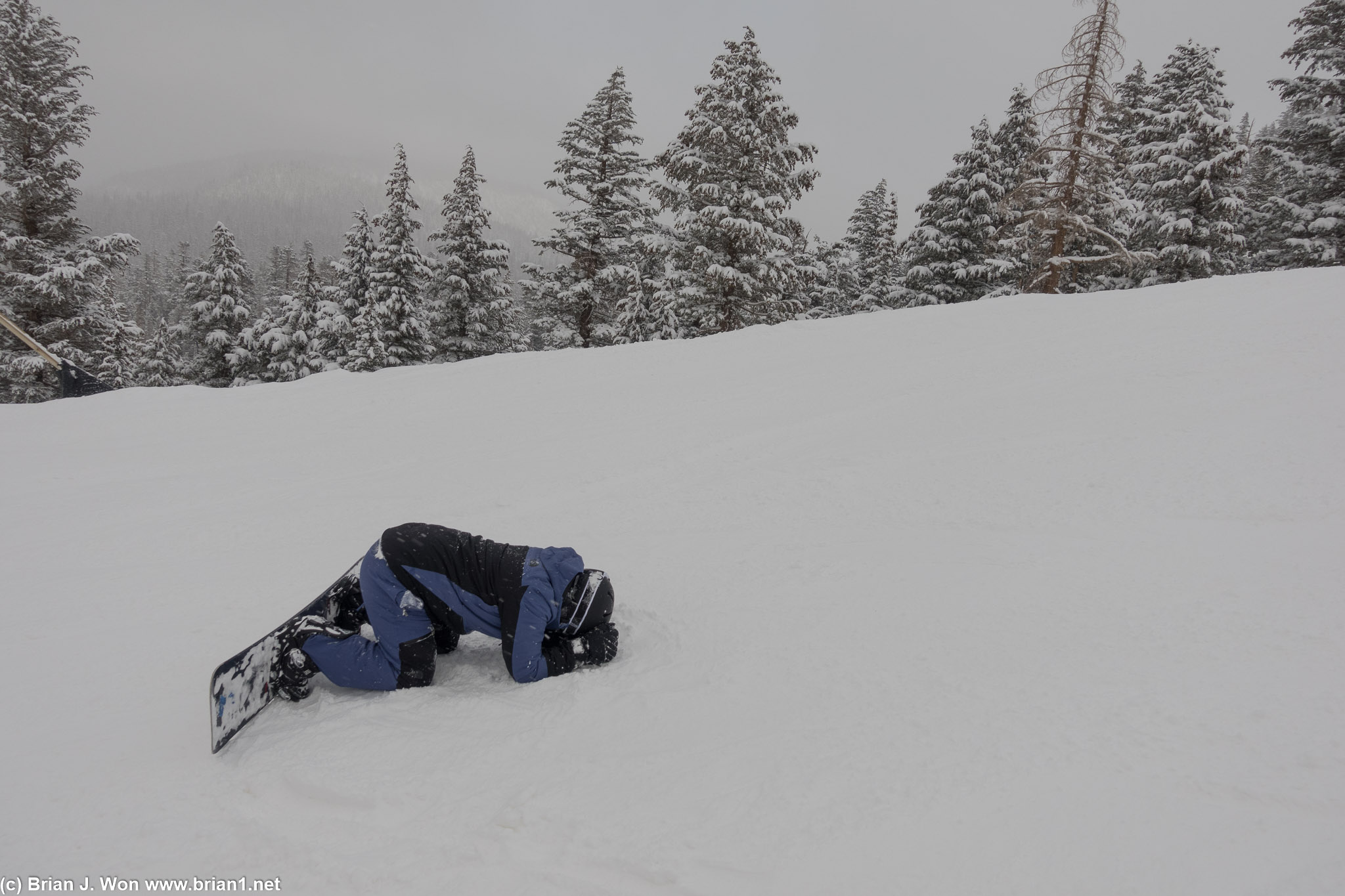 Madison trying to remember how to snowboard.