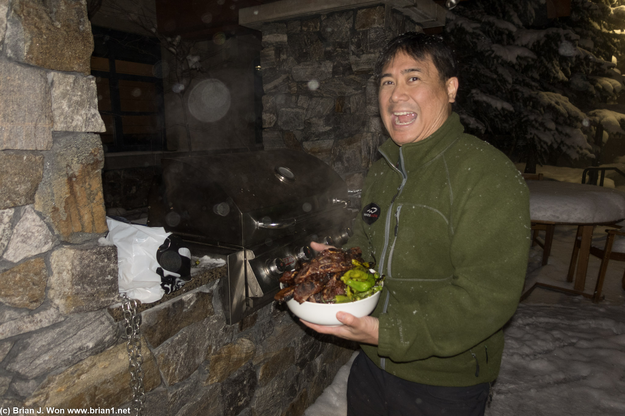 Chris grilling dinner.