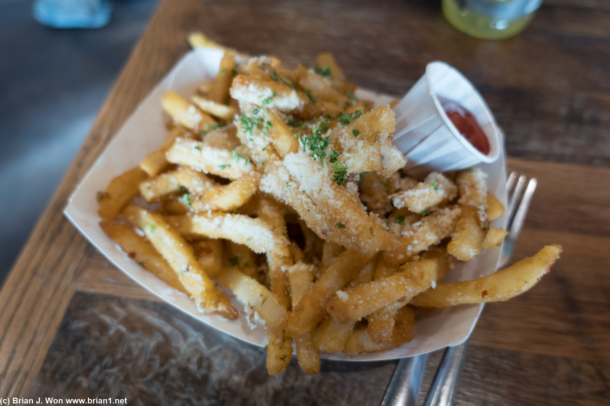 Garlic fries for snack at Mill Cafe.