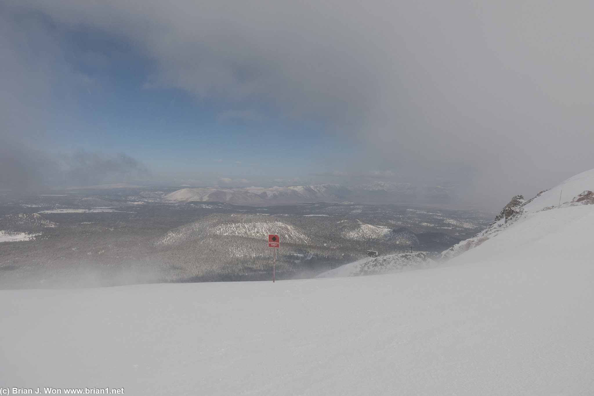 Snow blowing over Cornice.