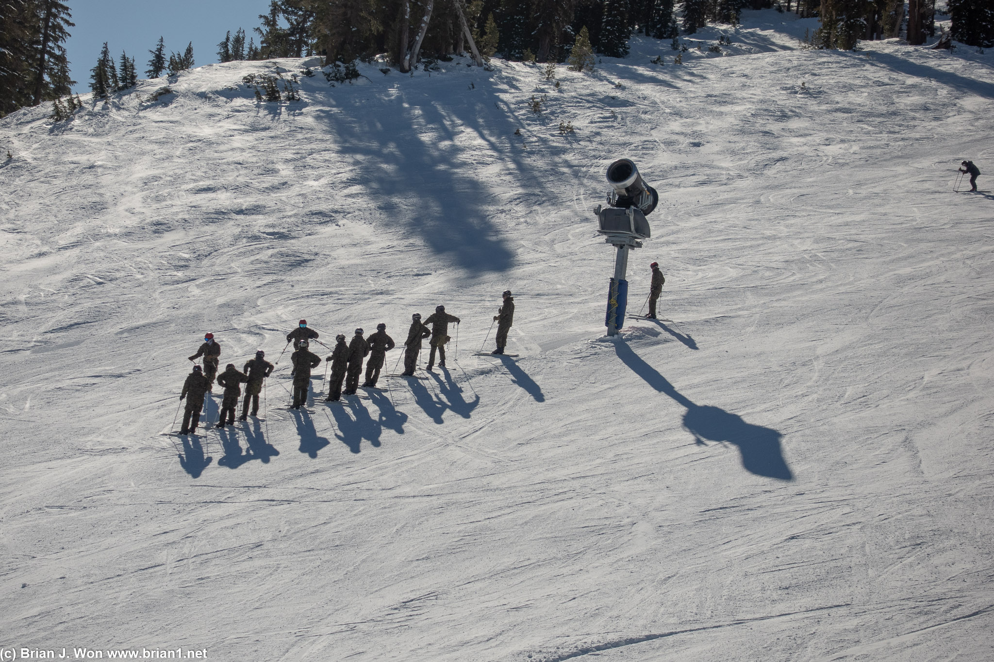 Marines doing ski training from the USMC Mountain Warfare Training Center in nearby Bridgeport.