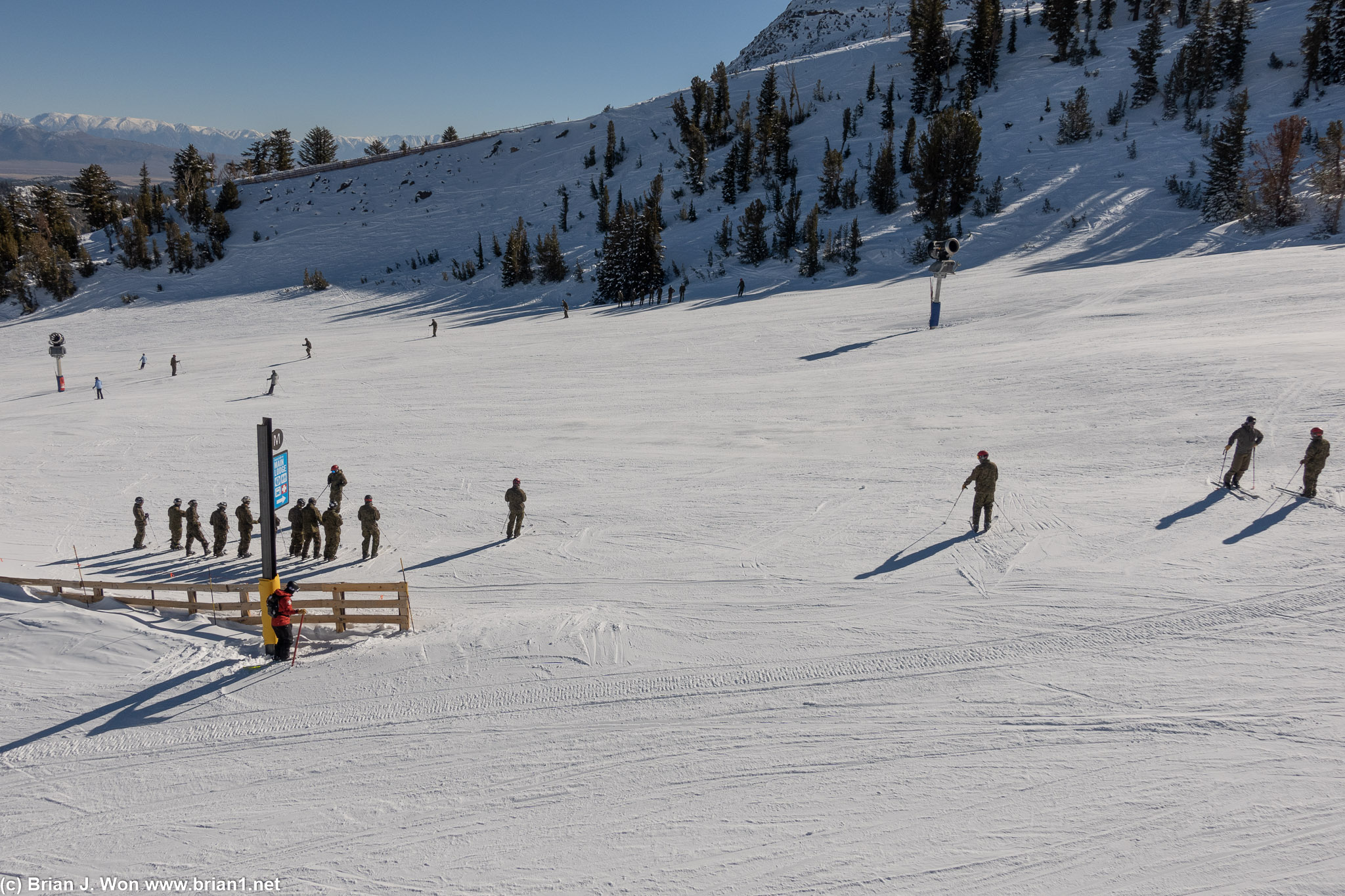 Marines doing ski training from the USMC Mountain Warfare Training Center in nearby Bridgeport.