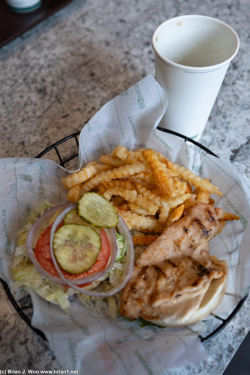 Grilled chicken sandwich was more edible.