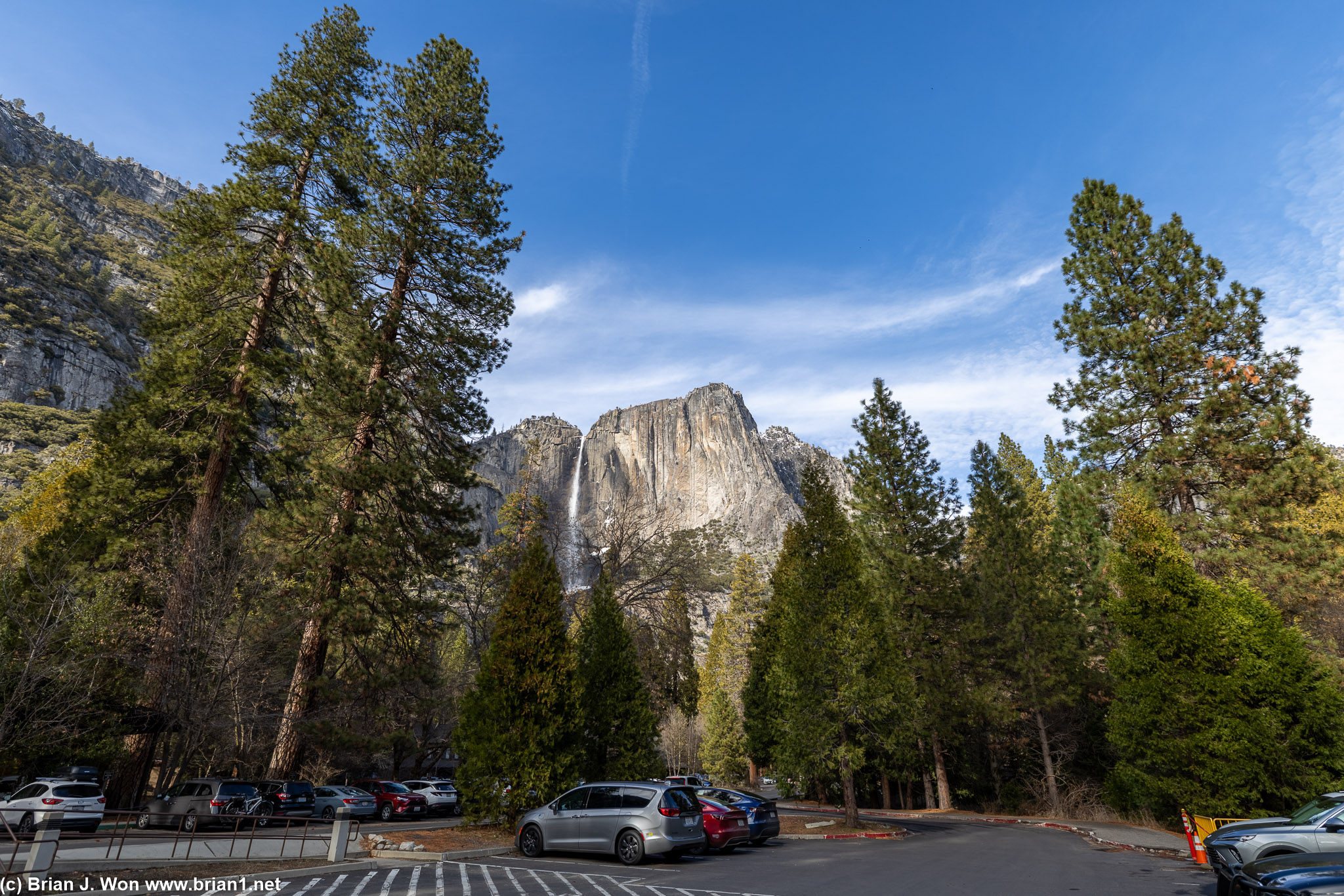 Yosemite Falls is much more colorful with the sun out.