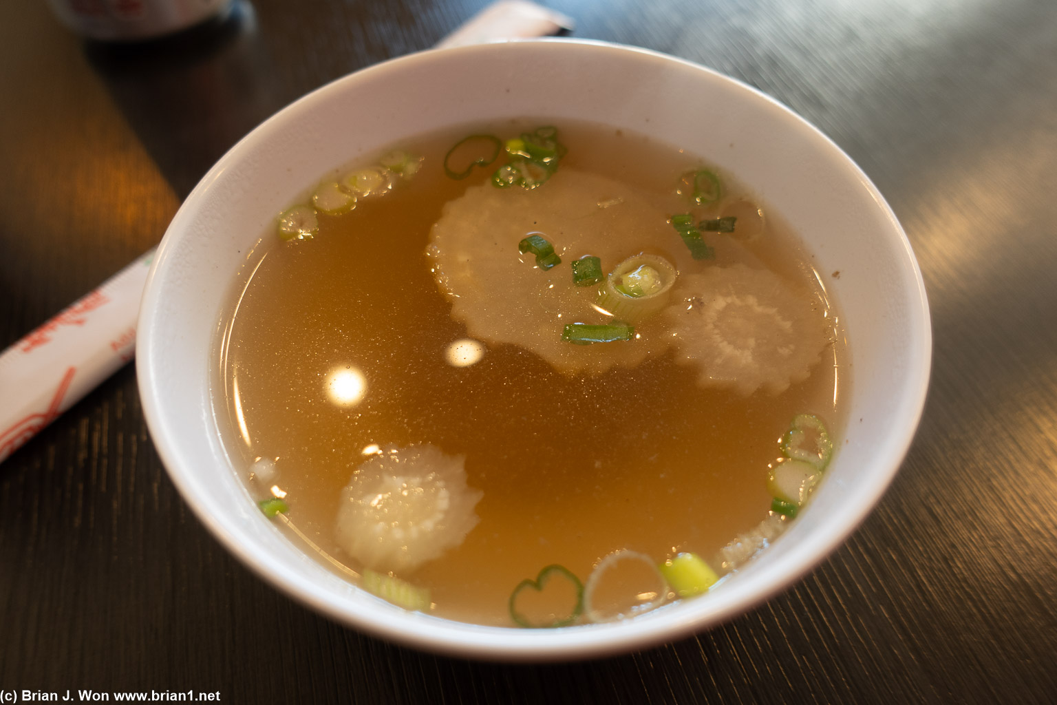 Chicken broth was delicious.