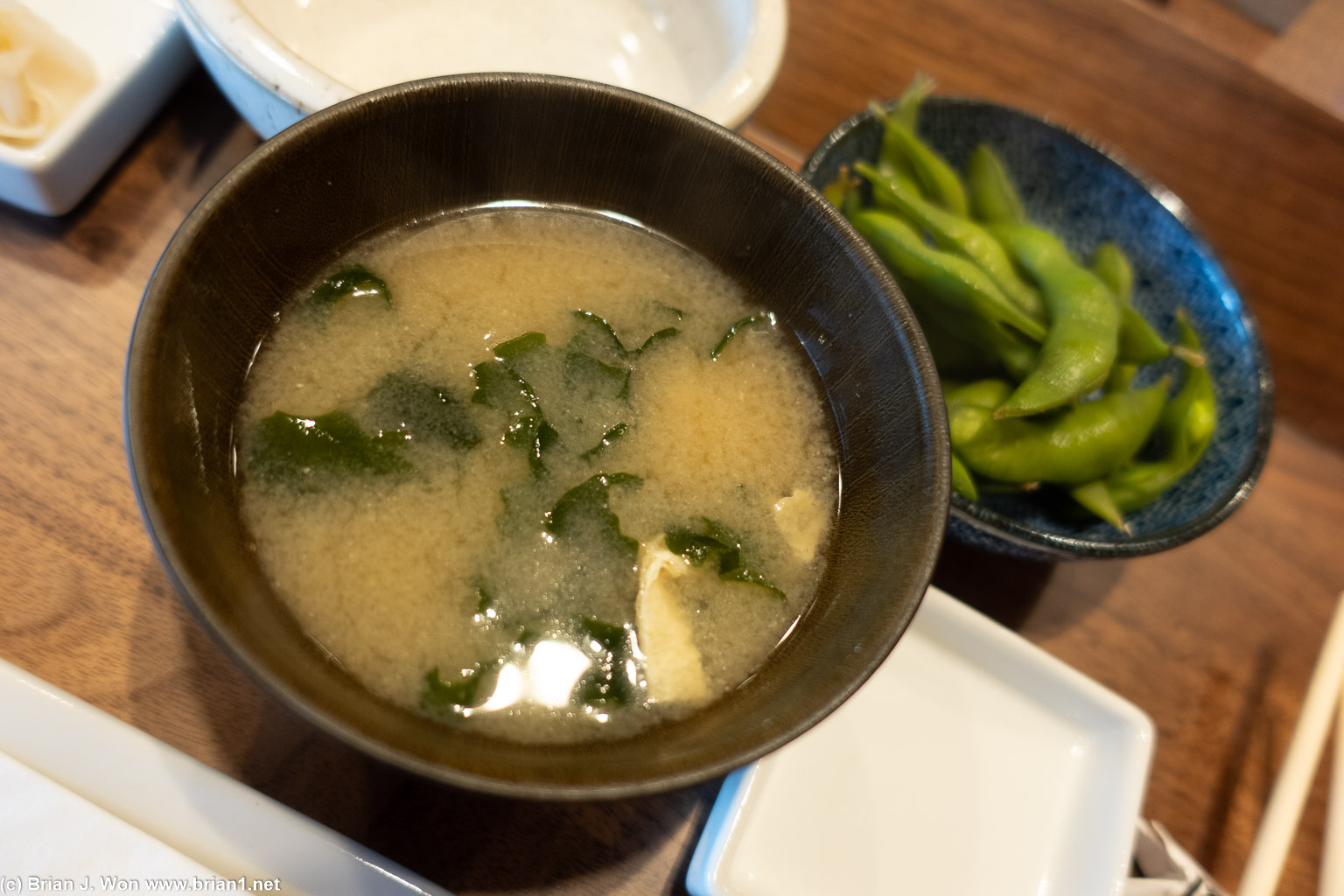 Miso soup and edamame were both good.
