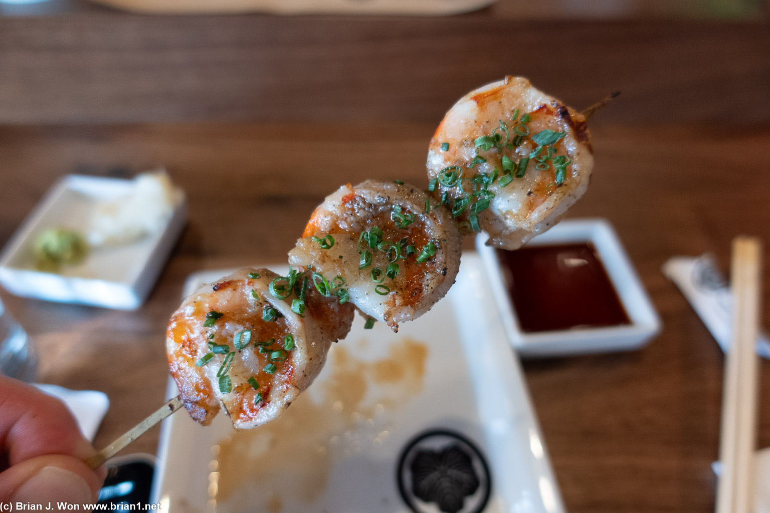 Shrimp yakitori.