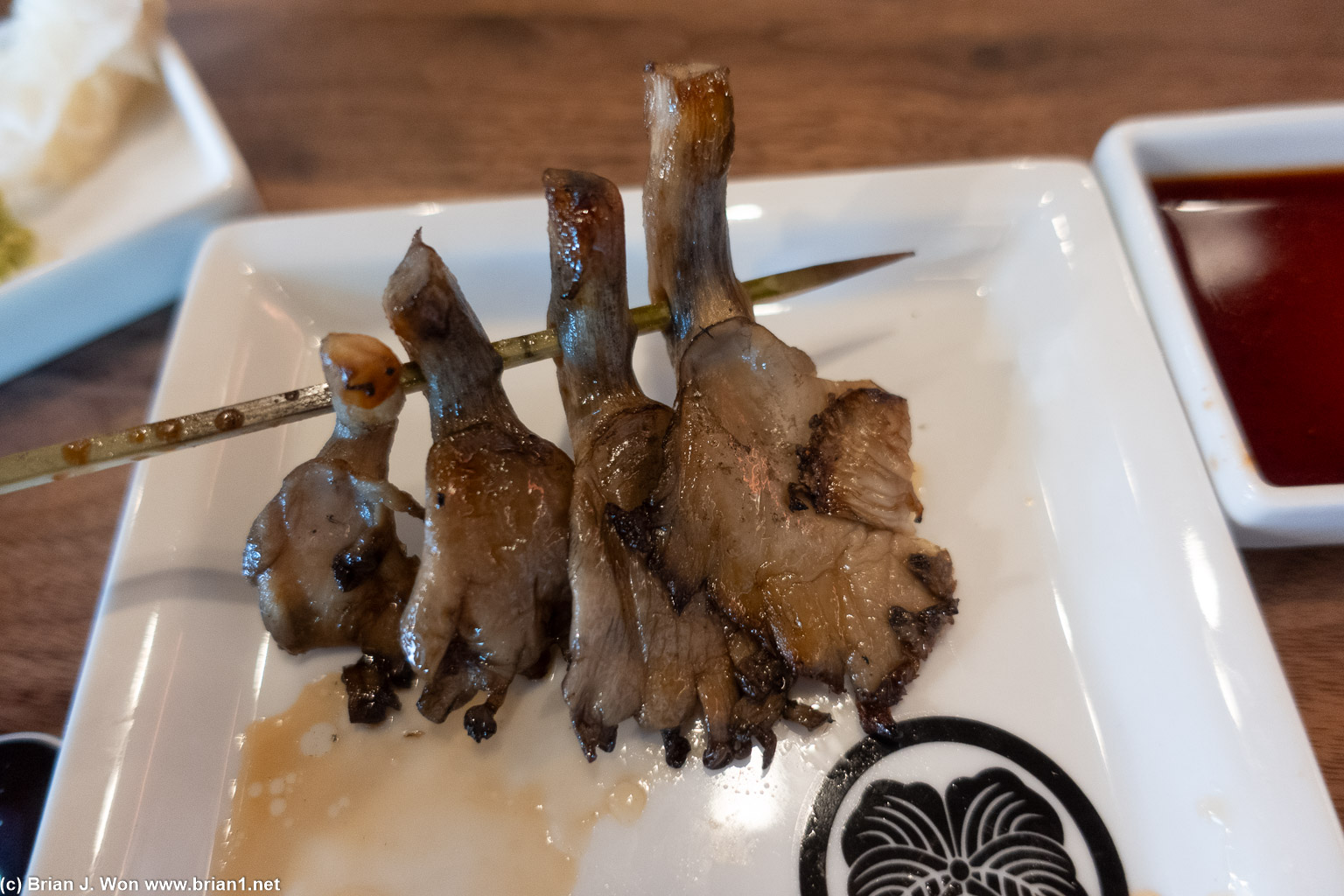 Oyster mushroom yakitori.