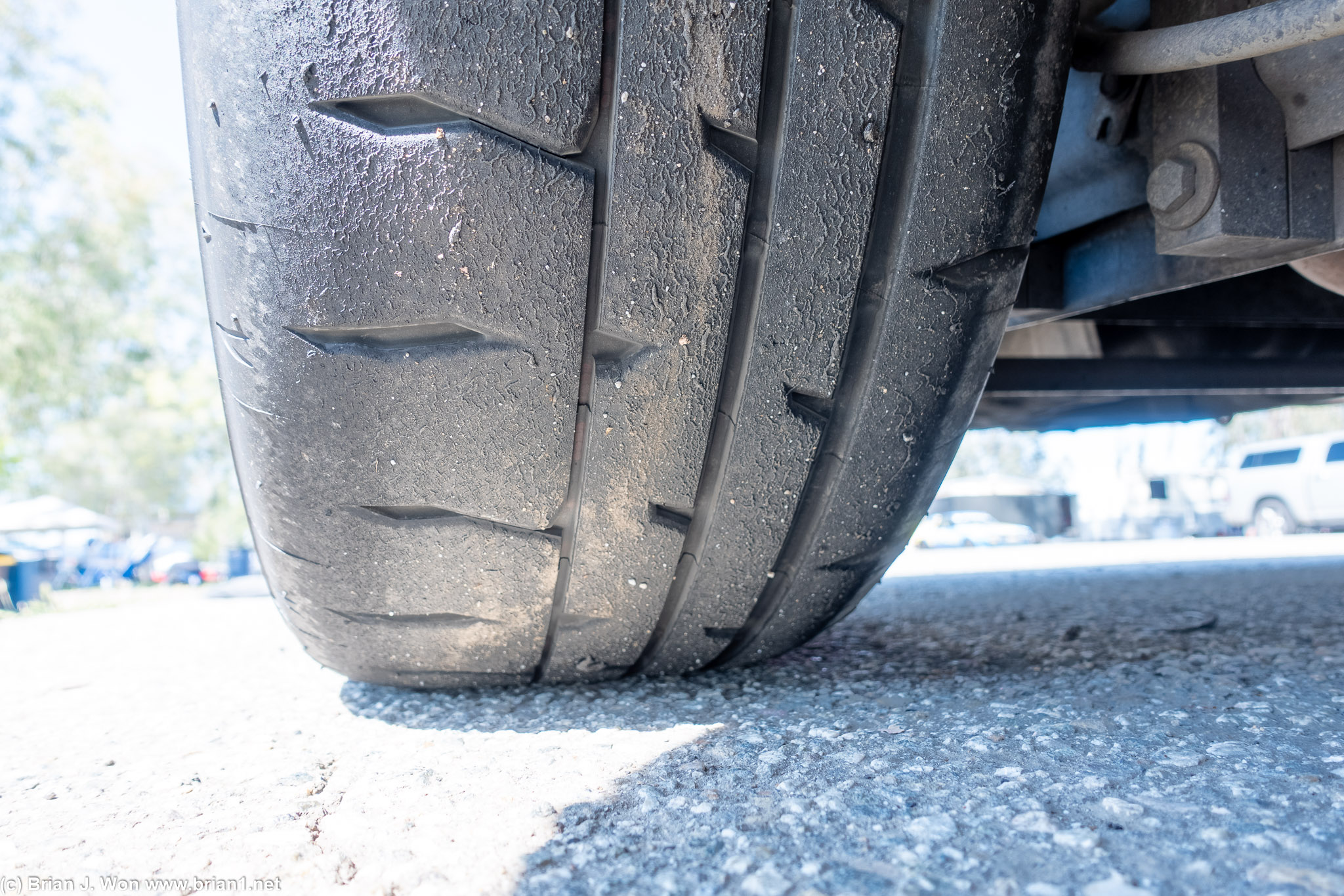 Passenger rear tire after one session.