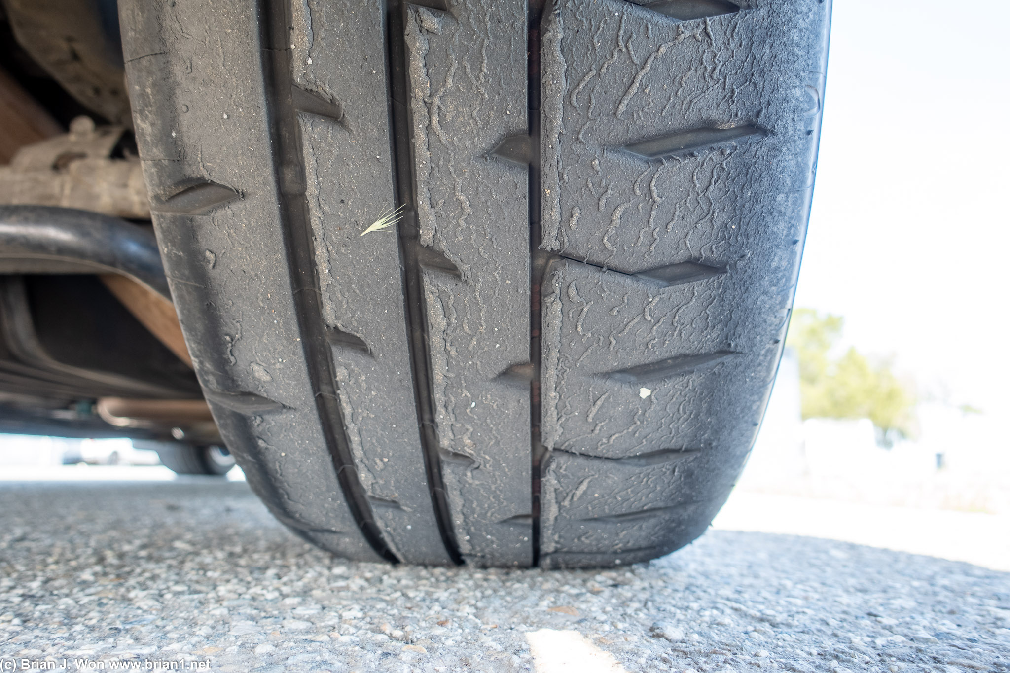 Passenger rear tire after three sessions.