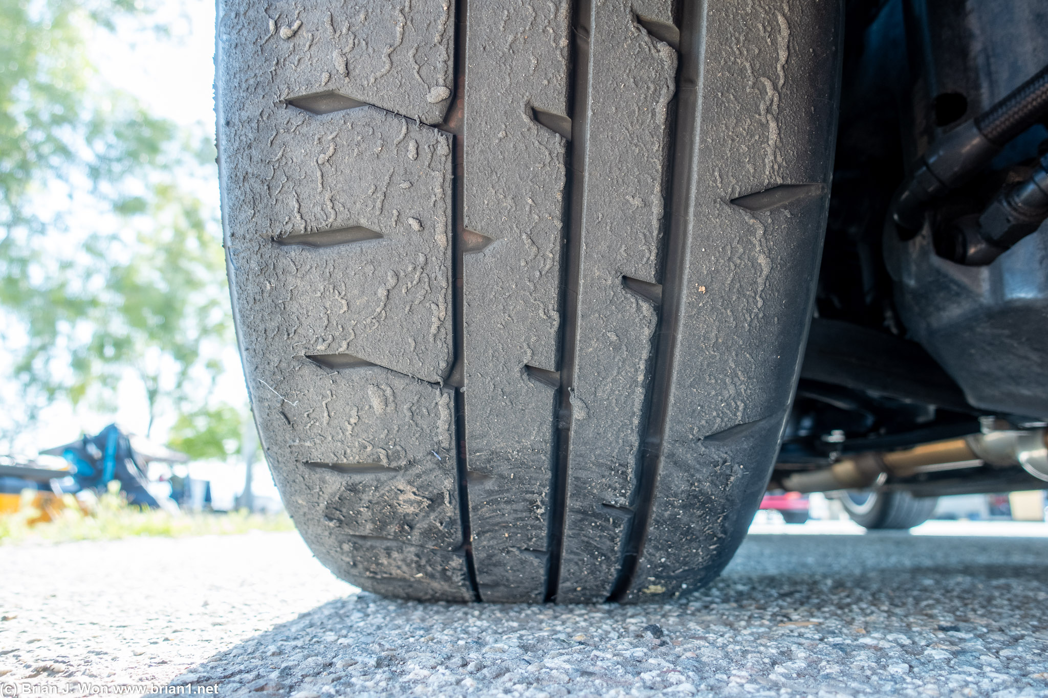 Passenger front tire after three sessions.