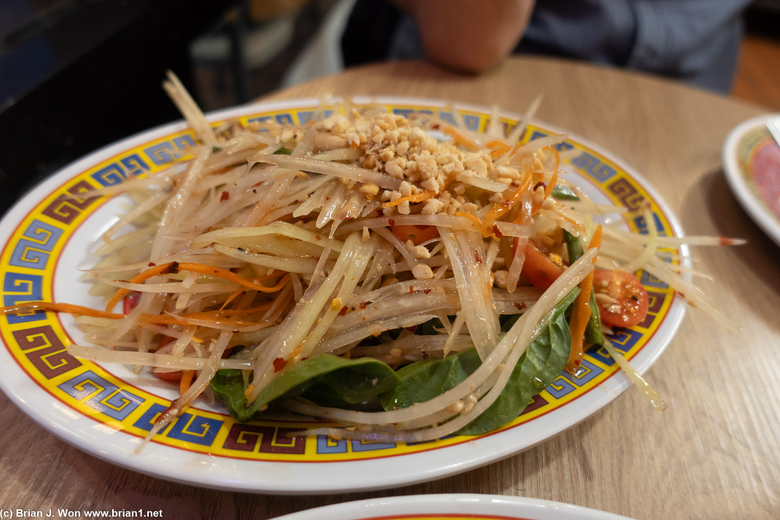 Papaya salad (som thum) was good and legit spicy at a medium.
