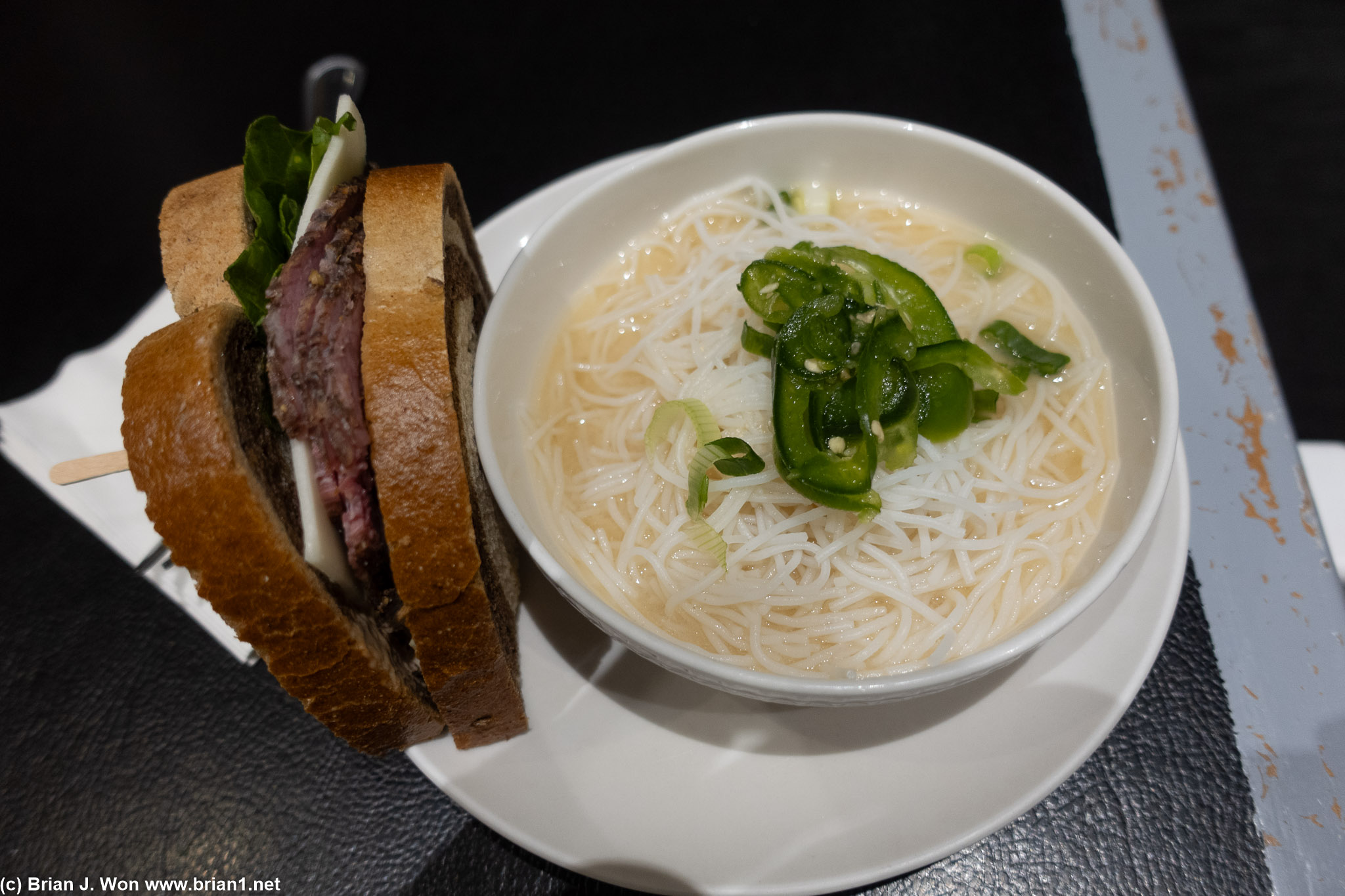 The pastrami sandwich was unusually good at the United Club.