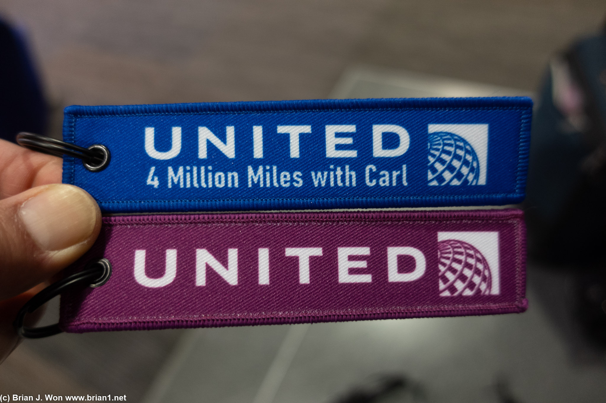 Carl's luggage tags/keychains.