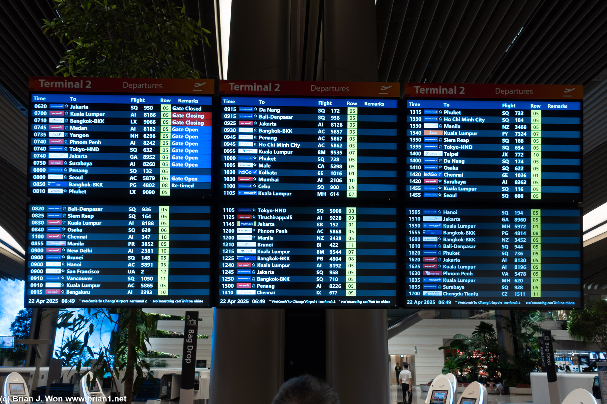 Singapore Changi Terminal 2 is a busy place.