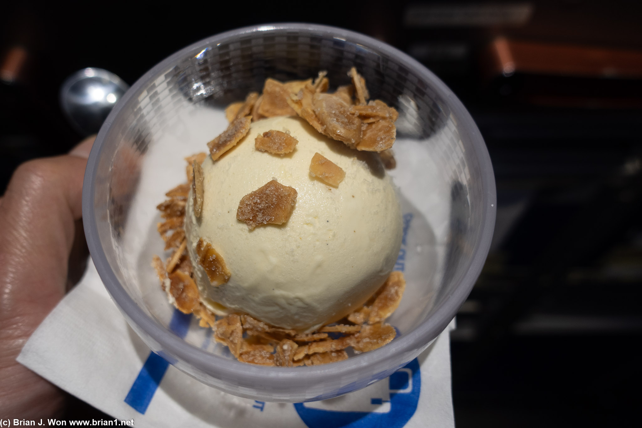 Flight attendants hooked us up with ice cream sundaes from Polaris.