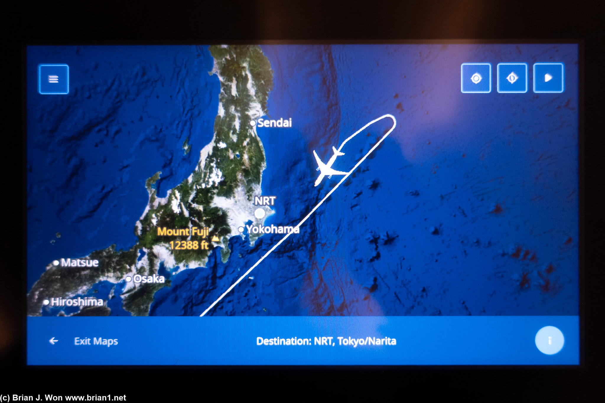 Both weather radars failed while we were off the coast of Japan, ended up diverting to Narita. Ended up being 7hr 10min actual flight time, 4,061 miles (actual), 3,333 miles (great circle)..