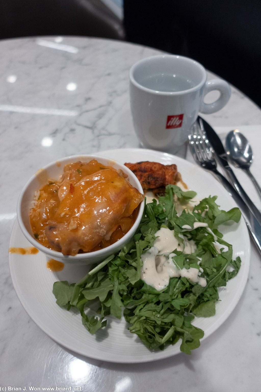 Dinner at the United Airlines Polaris Lounge at LAX.
