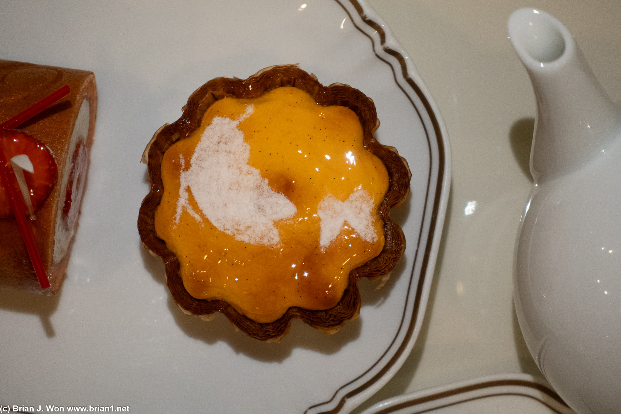 The viral HKD 98 Hokkaido flan egg custard tart.