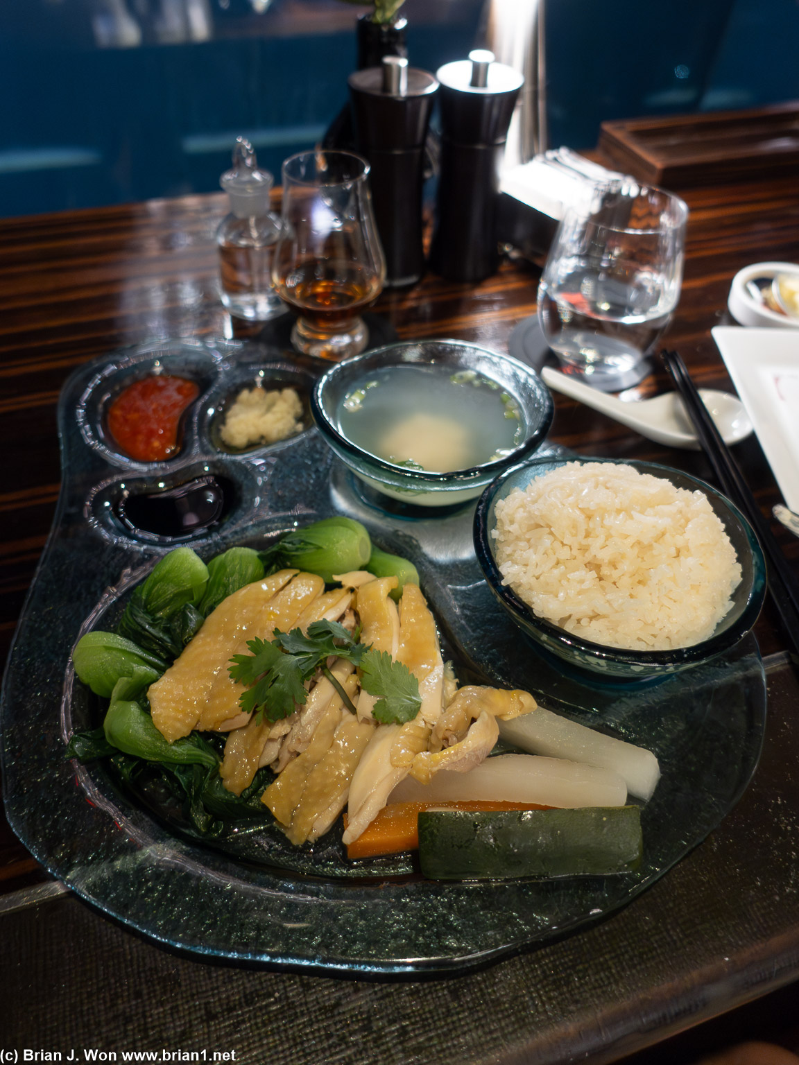 Hainan chicken was good but 3x the price outside.