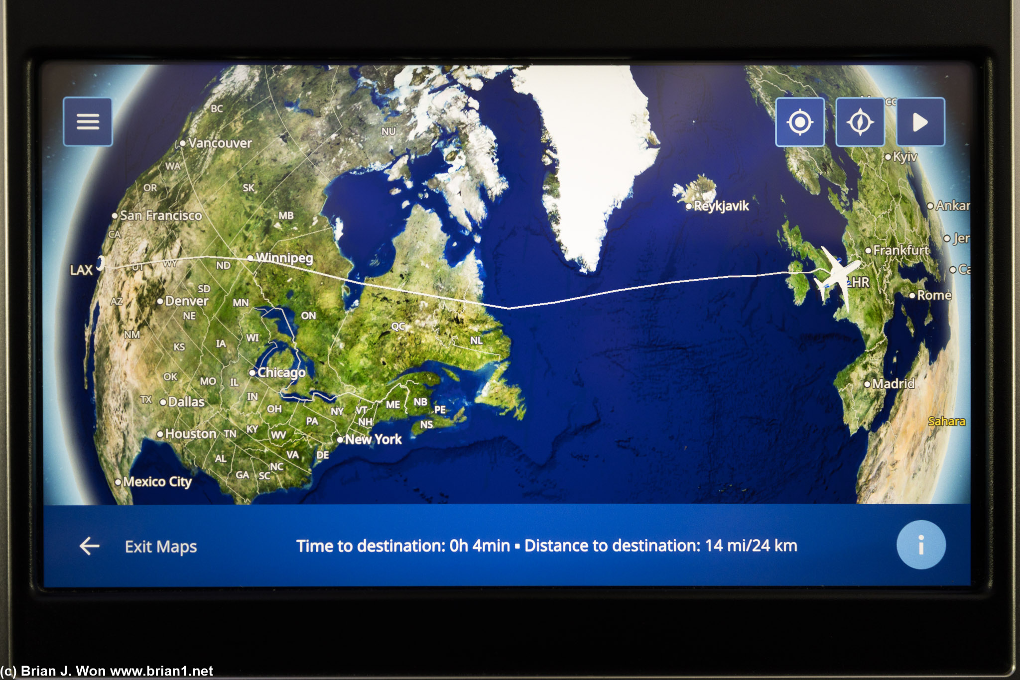 10 hours flat actual flight time, 5,448 miles (actual), 5,456 miles (great circle).
