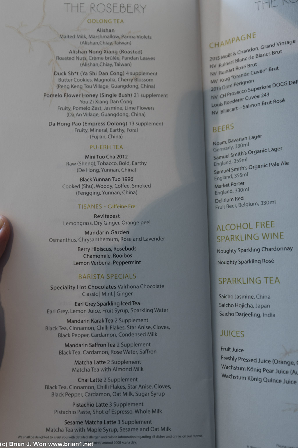 Tea selection is extensive. (page 3).