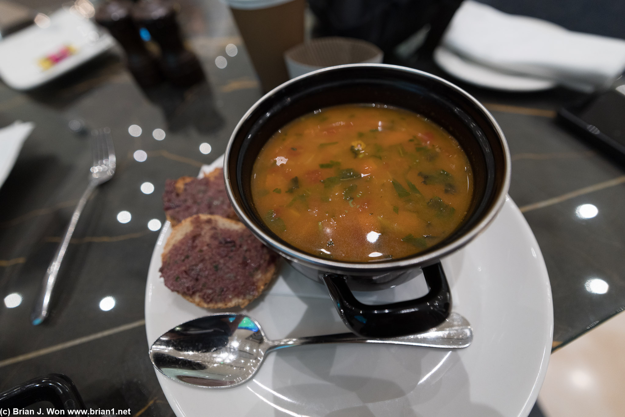 Westin's seafood minestrone soup seems like a contradiction, but it was good.
