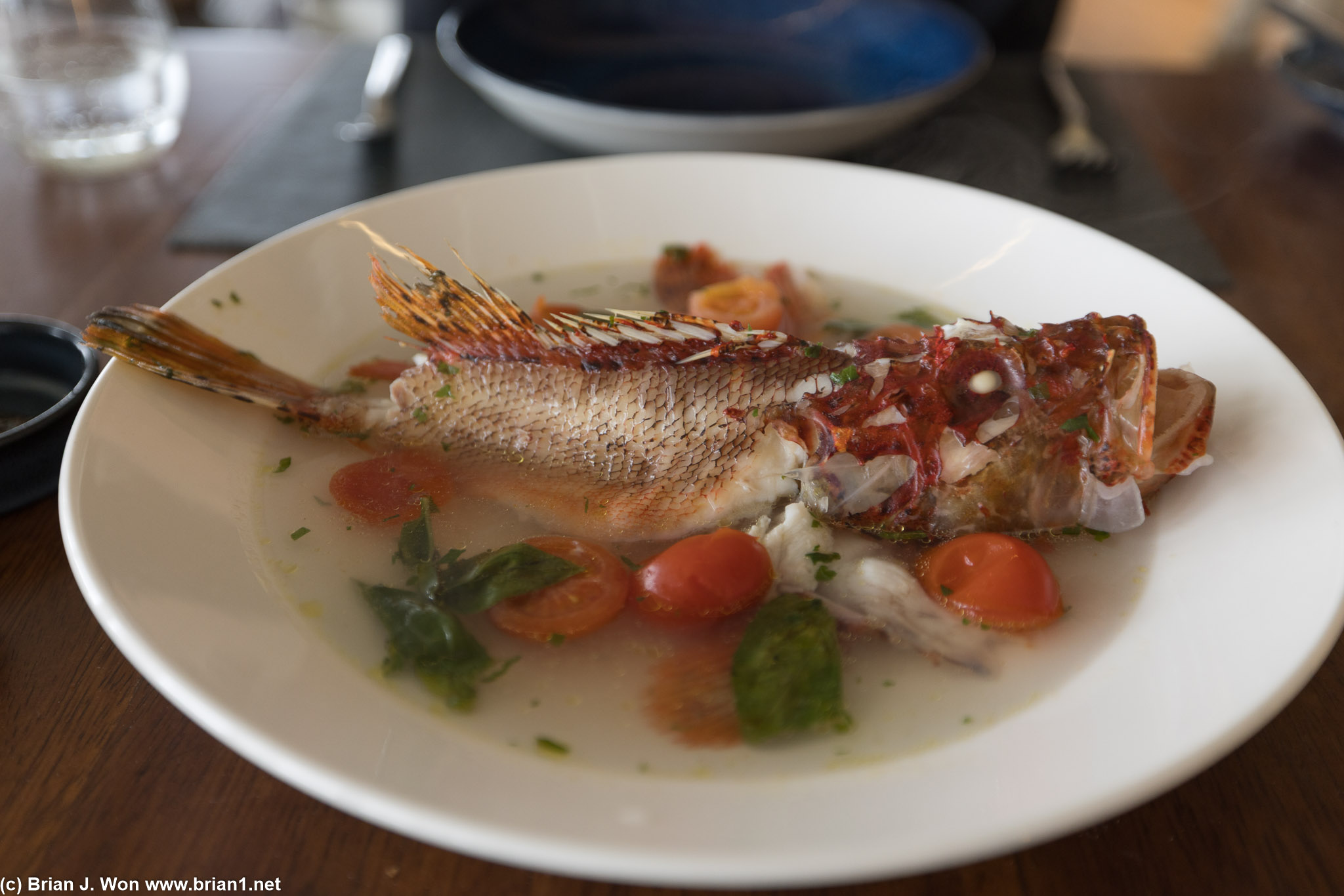 Poached rockfish took another 30 minutes to come out.