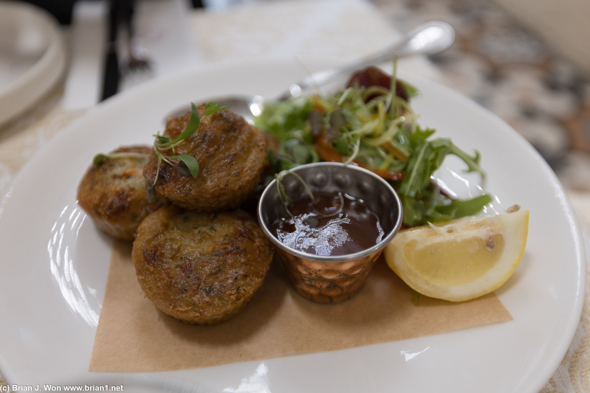 Crab cakes.