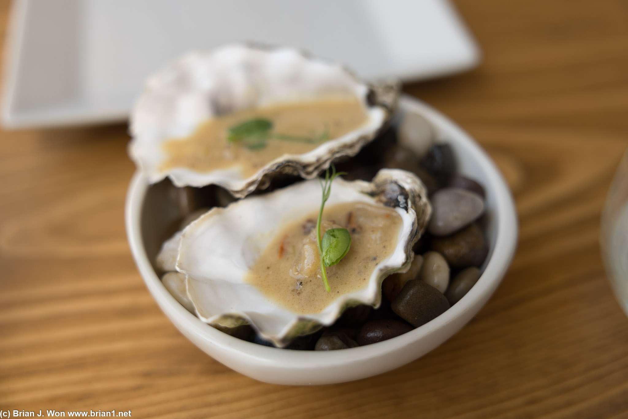 Seafood chowder appetizer.