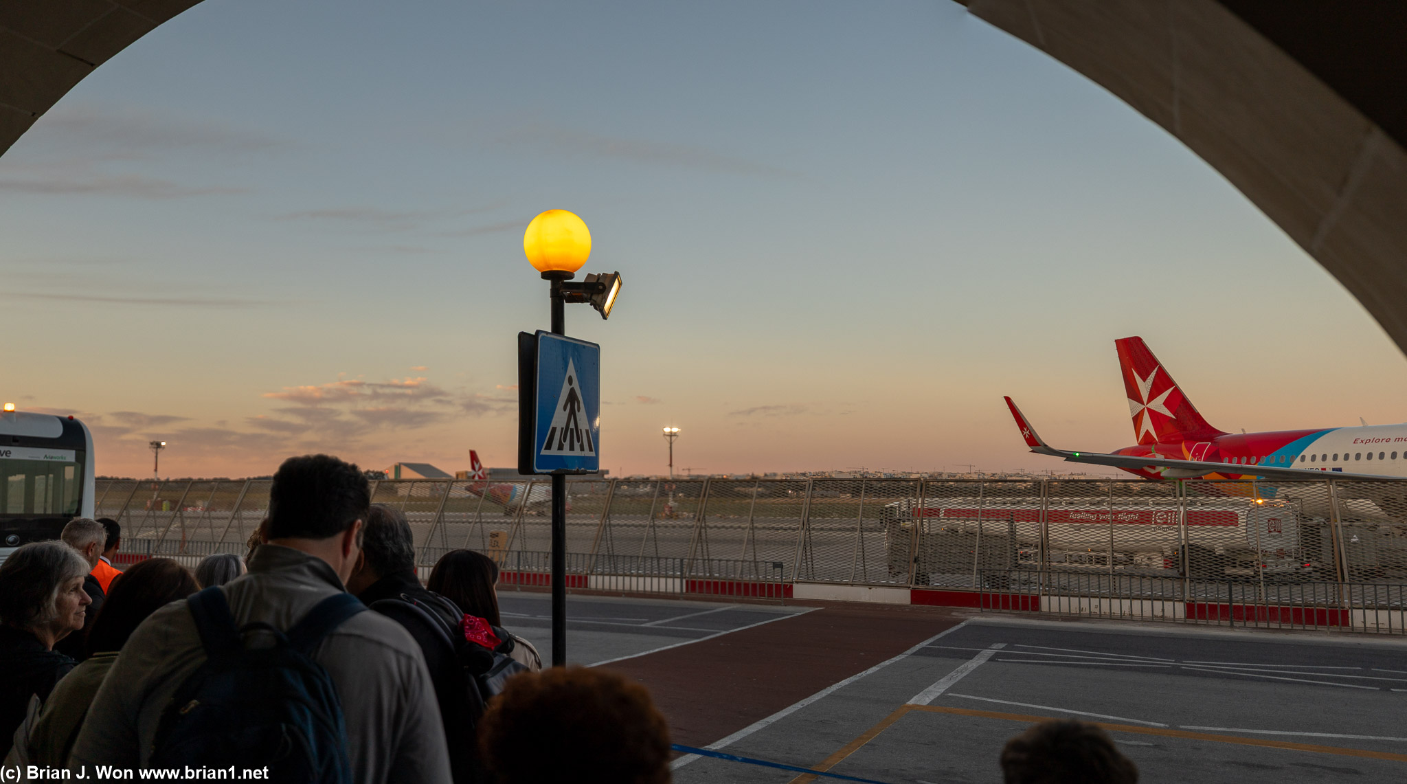 Sunrise over Malta International Airport.