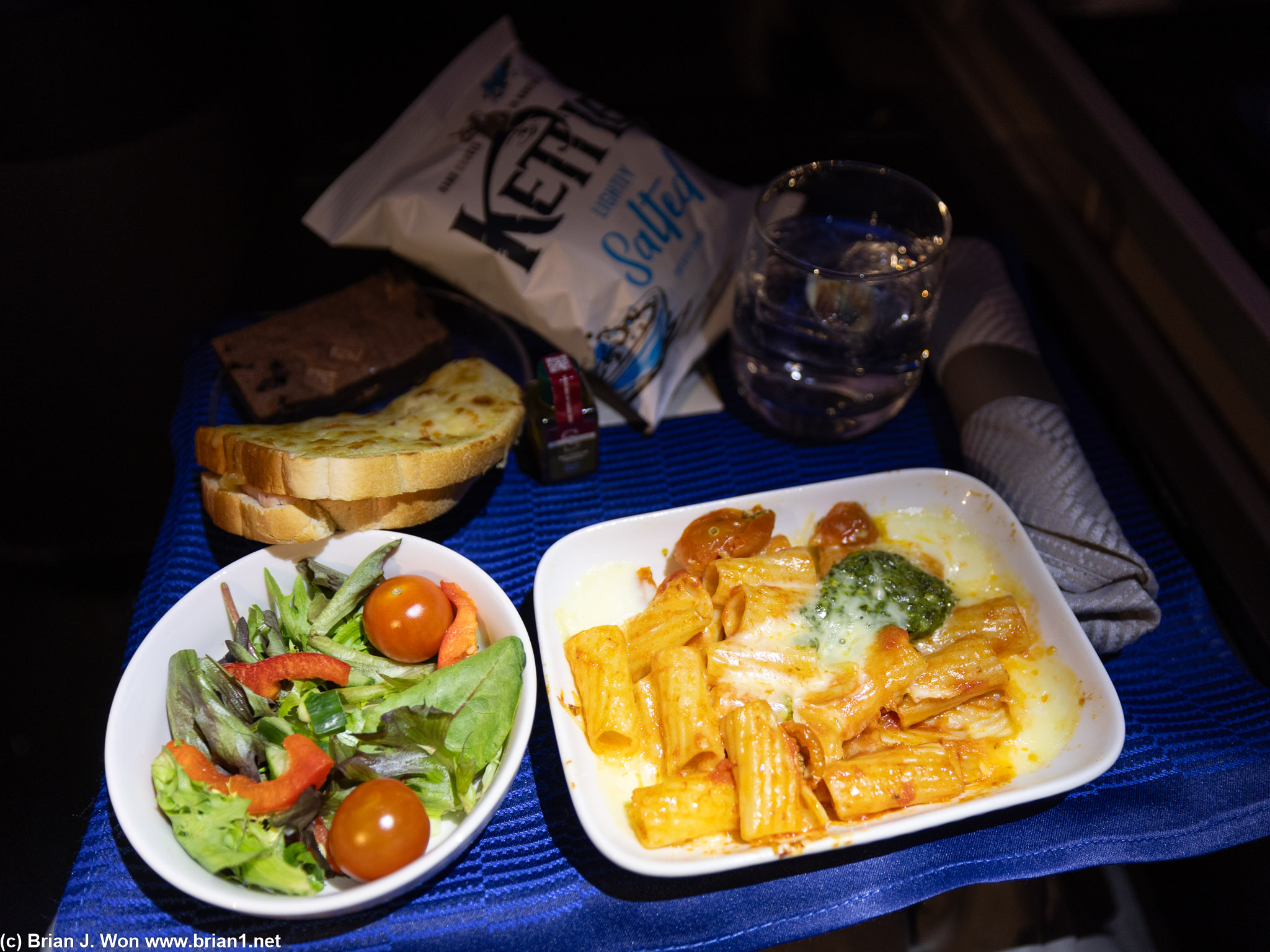 Half of Tiff's croque monsieur and her crisps joined my pasta.