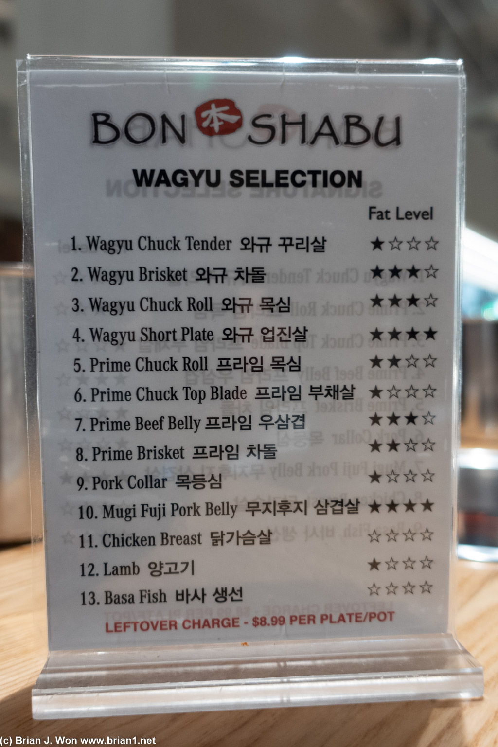 More expensive menu.