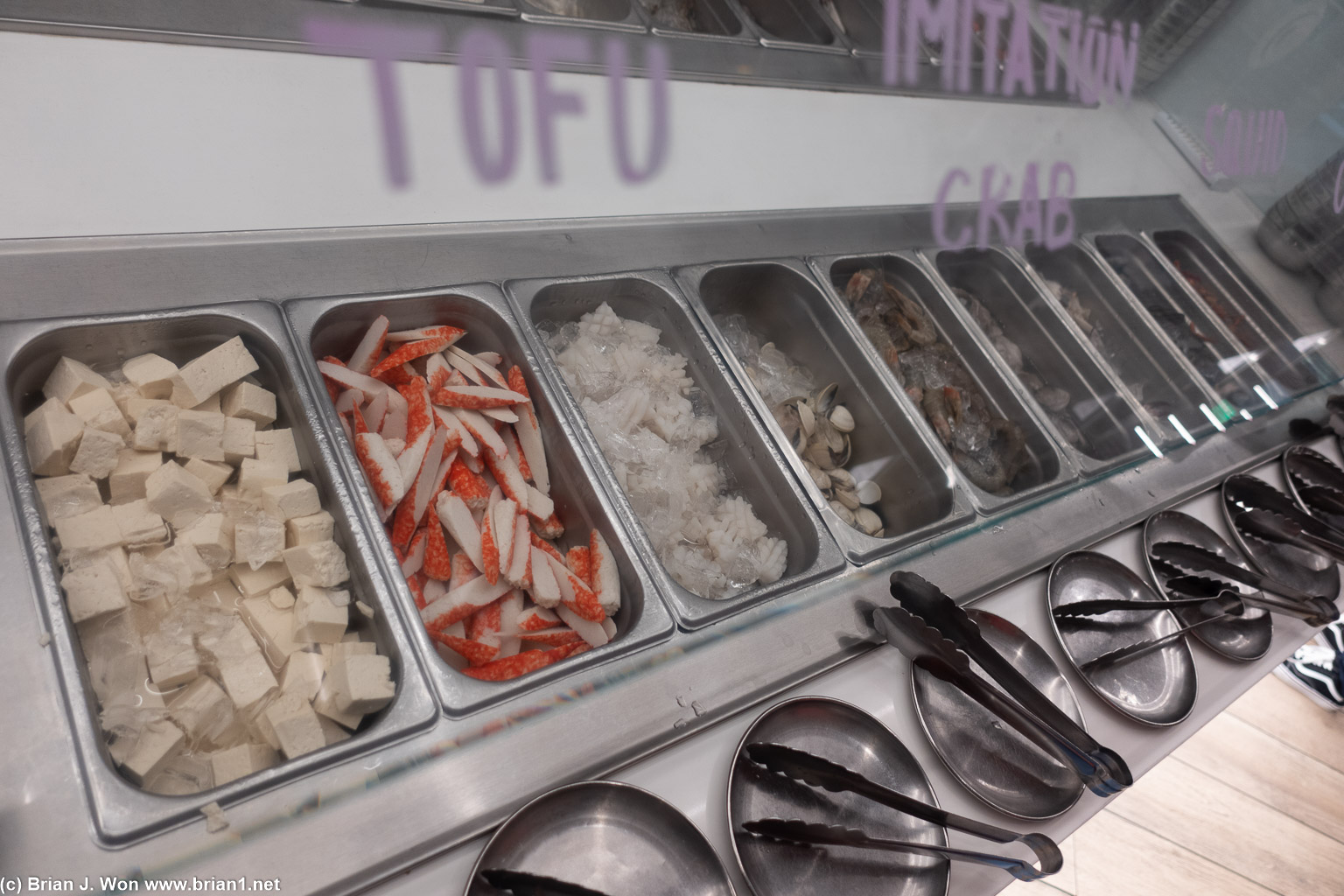 Tofus and seafood.