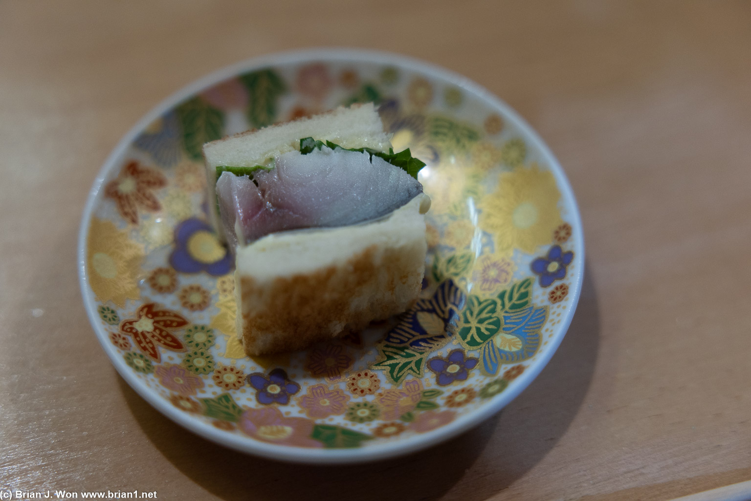 Saba sandwich, ginger, homemade bread.