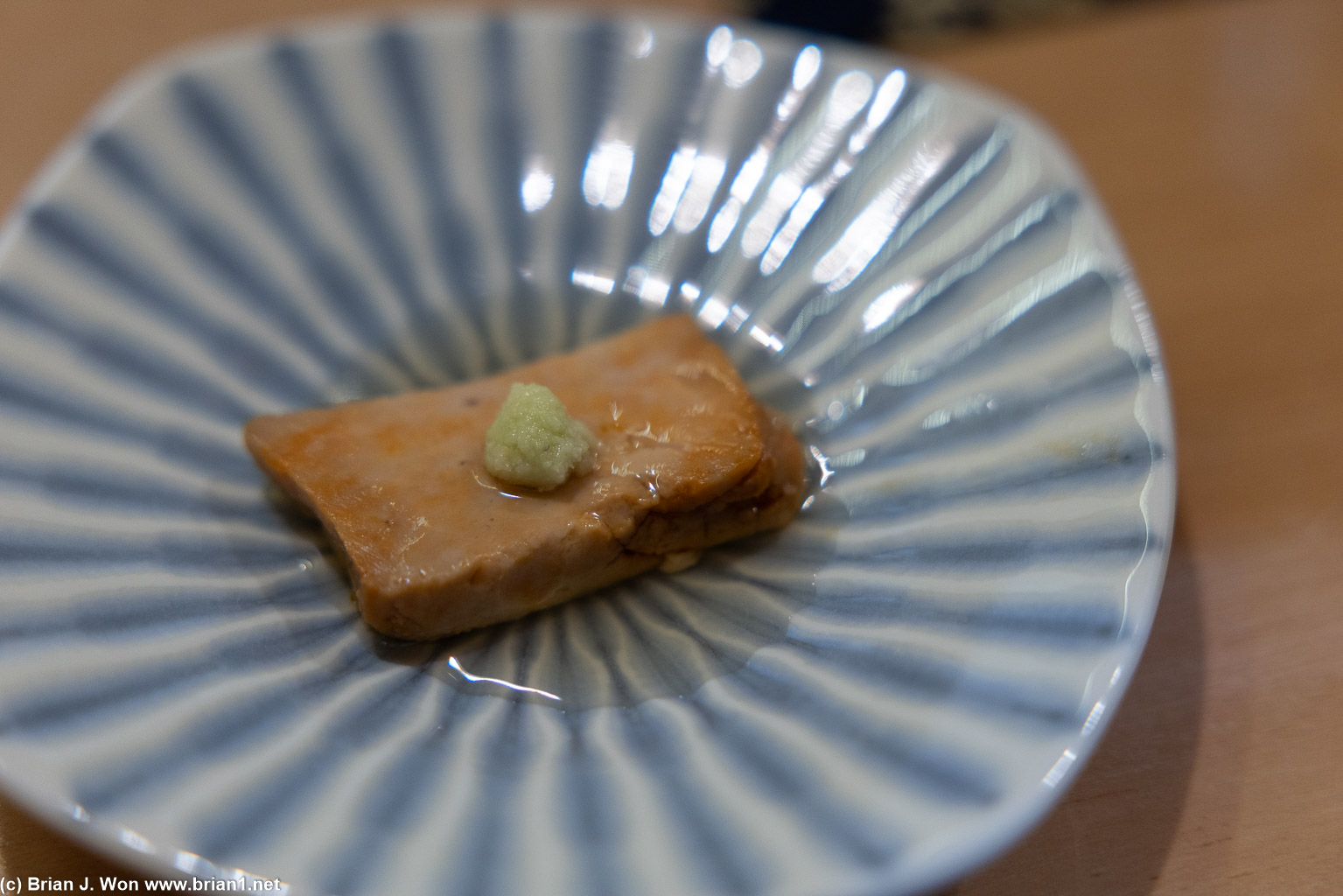 Ankimo from Hokkaido, poached in sake, daishi gravy.