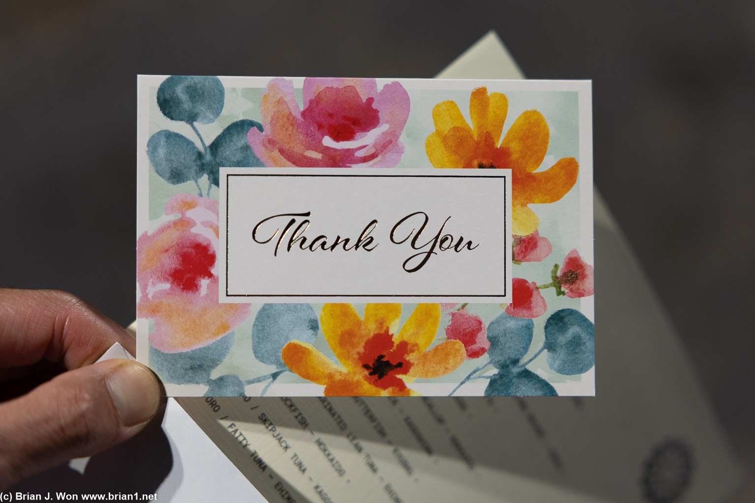 Thank you card.