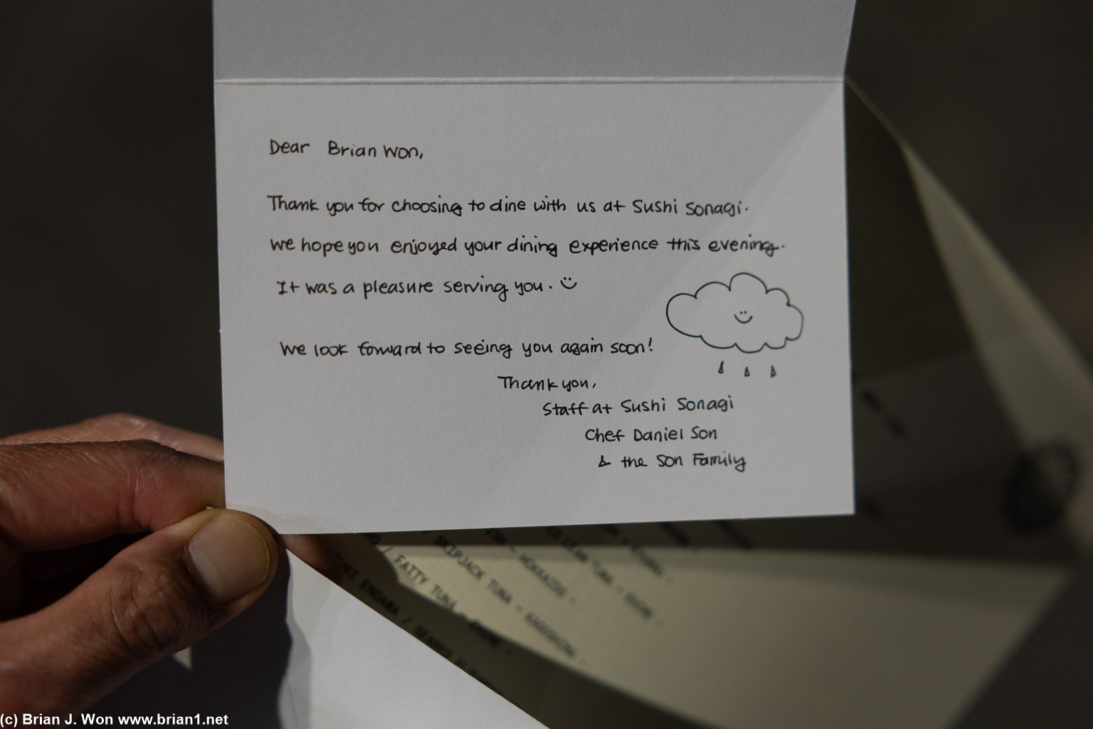 Thank you card.