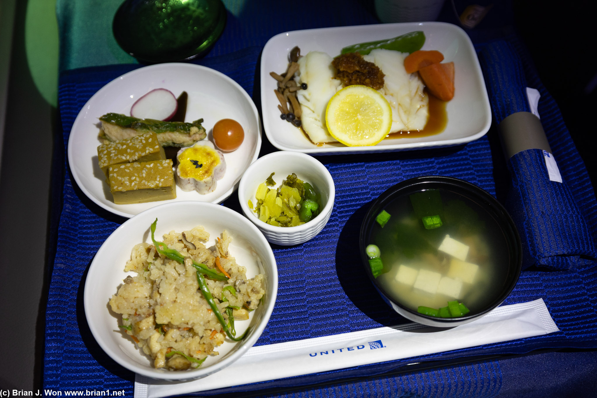 Gomuku rice, marinated cod, tofu soup.
